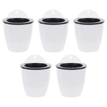 Miangastore Jardinière Murale Paresseuse avec Absorption Automatique d'Eau 5 Pcs Résine Blanche pour Jardinage