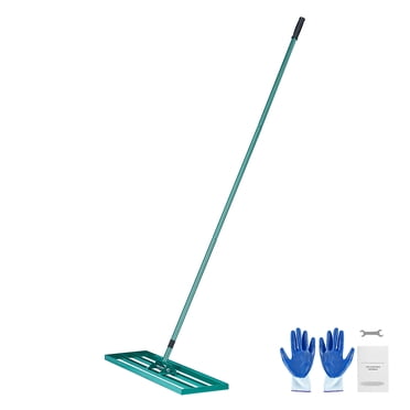 KFFKFF Outil de Soirée pour Gazon, Outil de Lissage de Jardin 48"x10 Pouces, Égaliseur de Cour Robuste avec Prise Prolongée en Métal de 78 Pouces, Râteau de Soirée pour Aménagement Paysager Idéal pour Cour Arrière, Verts de Golf, Ferme