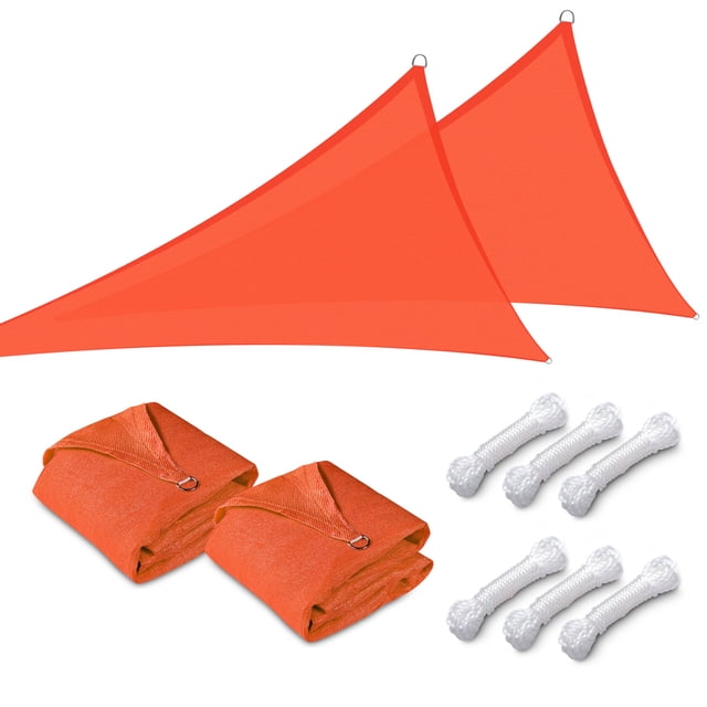 Yescom 2 Pack 11 Ft 97% UV Block Triangle Sun Shade Sail Heavy Duty HDPE Canopy Garden