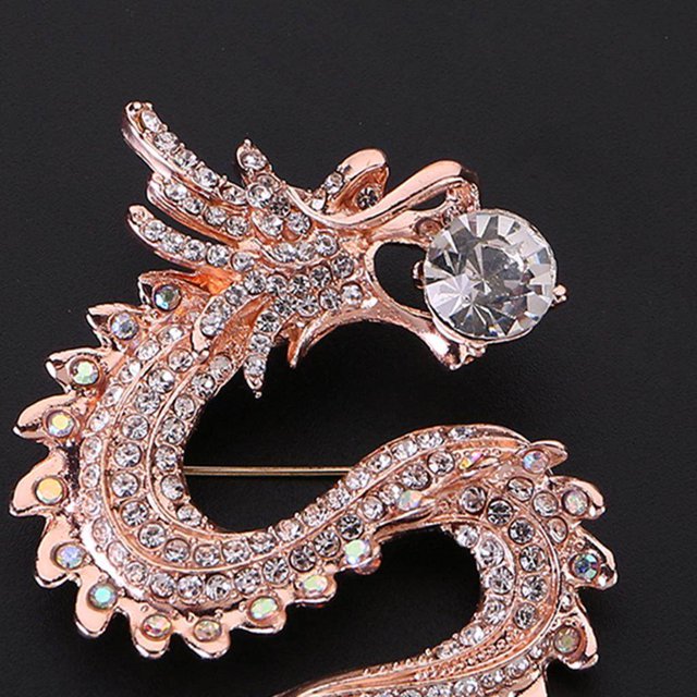 Hommes Rétro Style Dragon Broche Corsage Parti Badge Bijoux pour Hommes Bijoux Or + Blanc
