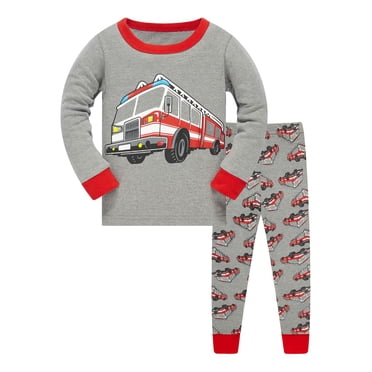 Zecgelong Pyjama pour Tout-Petits Garçons Bébé Enfants 2 Pcs Pyjamas Manches Longues Voitures Dessin Animé Tenue de Nuit Ensemble de Vêtements Taille 3-4 Ans