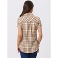 thumbnail image 4 of INSPIRE CHIC Chemise à Carreaux pour Femme en Coton Style Boyfriend à Boutons devant à Manches Courtes, 4 of 6