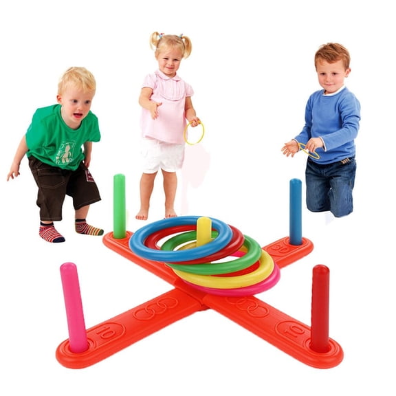 Hoop Ring Toss Plastic Ring Toss Quoits Garden Game Pool Toy Outdoor Fun Set NEW