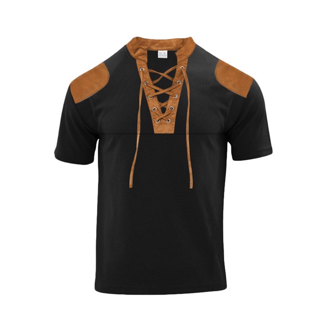 Birdeem Chemises pour Hommes Ensemble Décontracté Col en V Patchwork Manches Courtes et Shorts