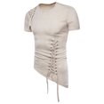 thumbnail image 3 of Jovati Short Sleeve Round-Neck T-Shirt for Men, Cotton Blend, Irregular Knit Rope Detail, Solid Color, Casual Fit, Breathable Summer Top, 3 of 5