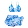 thumbnail image 1 of MIASHUI Maillot de Bain Fille Ensemble Tankini 3 Pcs avec Paréo Jupe de Plage, Bleu, 13-14 Ans, 1 of 8