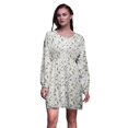 thumbnail image 1 of Bimba Robe Midi à Manches Longues pour Femmes, Coupe Décontractée, Imprimée de Baies Blanches et Bleues et d'Oiseau Flowerpecker - Moyen, 1 of 1