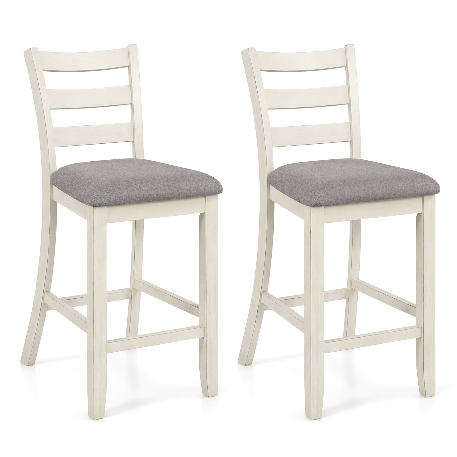 Gymax Bar Stools Set of 2 Upholstered Counter Height Barstools w/Padded Seat Footrest