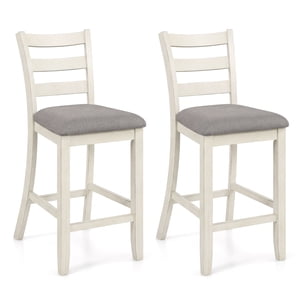 Gymax Bar Stools Set of 2 Upholstered Counter Height Barstools w/Padded Seat Footrest