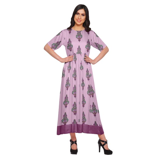Moomaya Robe Kurta Imprimée Tenue d'Été Kurti pour Dames Tunique Longue Hauts pour Femmes