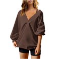 thumbnail image 1 of MeetoTime Oversized Long Sleeve Pullover for Women Fall Trendy V-Neck Loose Solid Color Sweatshirt Tops, 1 of 5
