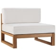 thumbnail image 2 of Modway Upland Modern Solid Teak Wood Outdoor Armless Chair in Natural/White, 2 of 7