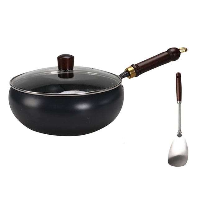 SIfdSeng Cookware Combination 9.5/10.2/11in Uncoated Pure Skillet with Lid Multifunctional Non Stick Wok with Lid High Frying Pan for Cooking