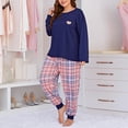 thumbnail image 2 of Kcodviy Pyjama Assorti à Carreaux pour Femmes Grande Taille, Tenue d'Intérieur à Imprimé, Pantalon Long, Ensemble de Pyjama pour Femmes, Ensemble Deux Pièces, 2 of 8