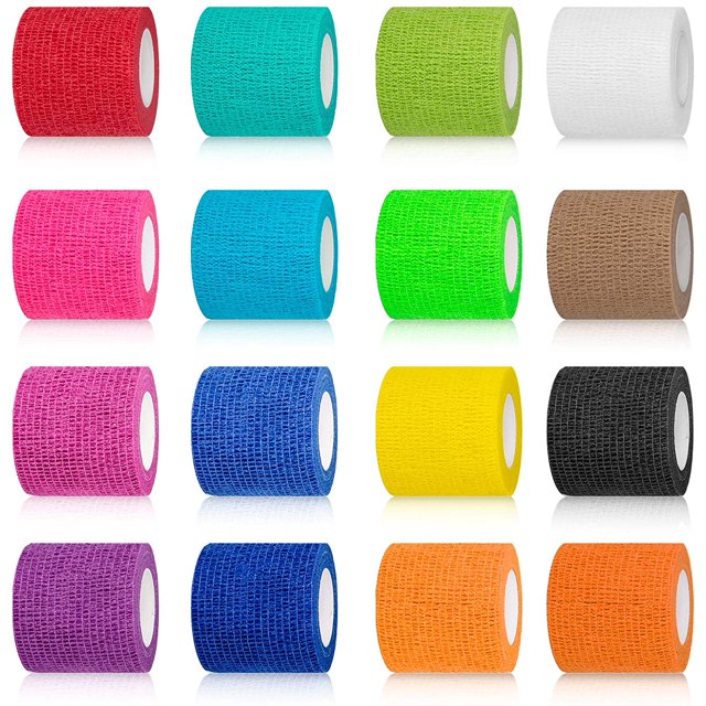 2”x 5 Yards Self Adhesive Bandage Wrap, Breathable Vet Wrap Cohesive Bandage First Aid for Pets, Athletic Elastic Self Adherent Wrap for Sports Injury: Wrist, Knee & Ankle Sprains (Random Color)