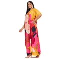 thumbnail image 4 of Oussum Robe Kaftan Longue Jaune à Fleurs en Polyester Grande Taille pour Femmes, 4 of 7