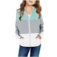 thumbnail image 1 of MEZZALL Girls Spring Color Block Print Patch Pocket Zipper Sweatshirt Hooded Cardigan Jacket Stylish Toddler Dailywear, Grey, 5-6 Years, 1 of 3