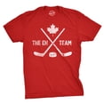 thumbnail image 1 of Mens The Eh Team Canadian Hockey Sticks Funny Canada Gift Cool Graphic Tee (Red) - S, 1 of 3