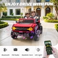 thumbnail image 4 of 24V 2 Seater Ride on Cars for Big Kids, Licensed Ford Bronco Raptor Powered Ride on Toy Truck with Remote Control, Spring Suspension, Bluetooth, LED Light, Electric Car for Kids 3-8 Boys Girls, Red, 4 of 8