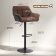 thumbnail image 3 of HOMCOM Adjustable Bar Stools Set of 2, Swivel Tufted Fabric Barstools, 3 of 10