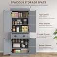 thumbnail image 4 of HOMCOM Kitchen Pantry, Freestanding Buffet Cabinet with 4 Doors, Grey, 4 of 10