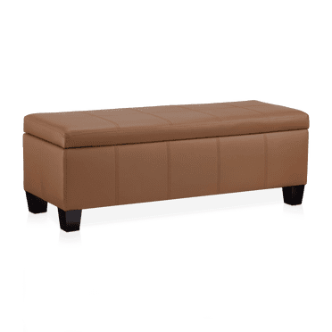 Bouclair Rust Faux Leather Storage Bench