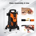 thumbnail image 3 of Ironmax Laveuse Électrique à Pression avec 4 Embouts et Bouteille de Savon, Roues Verrouillables pour le Nettoyage, Orange, 3 of 10
