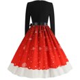 thumbnail image 4 of CEHVOM Robe Vintage pour Femmes Automne Hiver à Manches Longues de Noël à Col en V des Années 1950 Ménagère Soirée Fête Bal, 4 of 8
