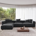 thumbnail image 1 of The Magic Home 3-Seater Convertible Modular L-Shaped Corduroy Sectional Sofa, Black, 1 of 10