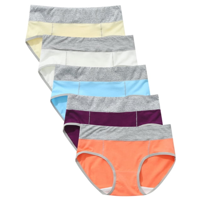 Bigersell No Show Panties 5 Pack Patchwork Cotton Brief Seamless Underwear Multi-Pack Plus Size No Lines Panties Ladies No Show Full Coverage Underpants H-Multicolor 5XL