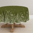 thumbnail image 1 of Spring Summer Tablecloth 70×70 Inch Round, Wild Flowers Floral Moss Green Washable Seasonal Table Cover for Party Picnic Dinner Decor, 1 of 6