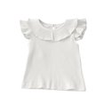 thumbnail image 1 of LLYwey Baby Girls Ruffle Tank Tops - Toddler Casual Ribbed Smocked Sleeveless T-Shirts - Kids Button Keyhole Back Summer Tanks, T-7, White, 3T, 1 of 3