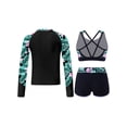 thumbnail image 2 of Manyakai 3Pcs Girls Tankini Rashguard Swimsuit Set Long Sleeve Swim Shirt Crop Top with Swim Trunk Lily 10, 2 of 7