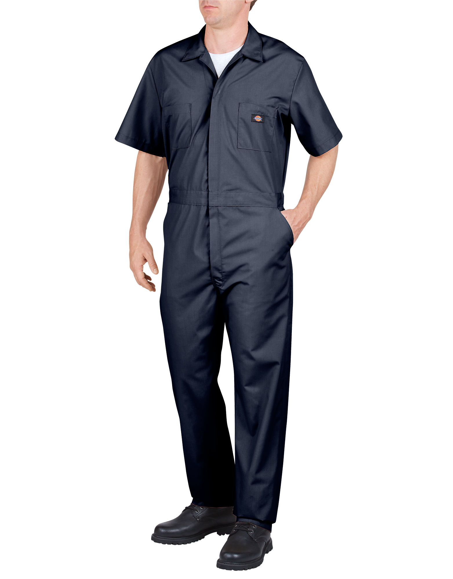 Dickies Mens FLEX Short Sleeve Coveralls, M Short, Dark Navy