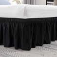 thumbnail image 4 of Qualitygoods Jupe de Lit Tombante Élastique Ajustable Volant Anti-Poussière en Polyester Décoration de Matelas Fournitures de Literie, 4 of 10