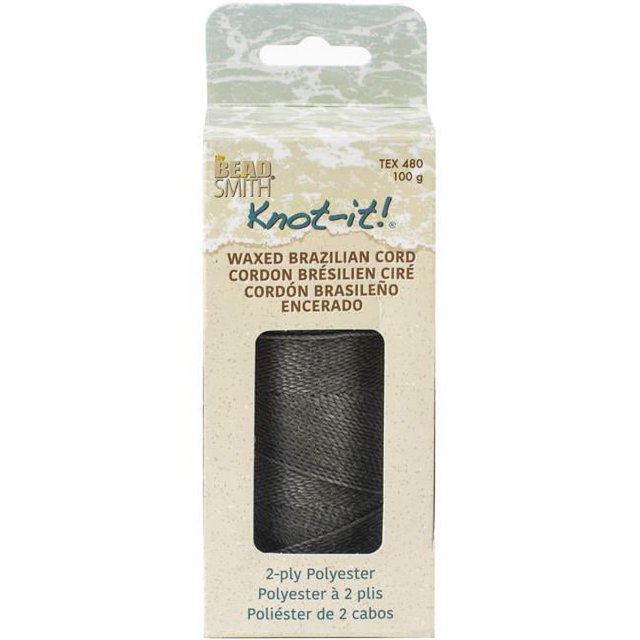 Beadsmith PLY04-DGY 144 m Corde en Poly Ciré, Gris Foncé