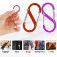 thumbnail image 4 of LJNYFDC Camping Gear Accessory 2Pcs Colored Carabiner Zipper Lock Clips Strong Load bearing Portable Camping Keyring S shaped Carabiners, 4 of 6