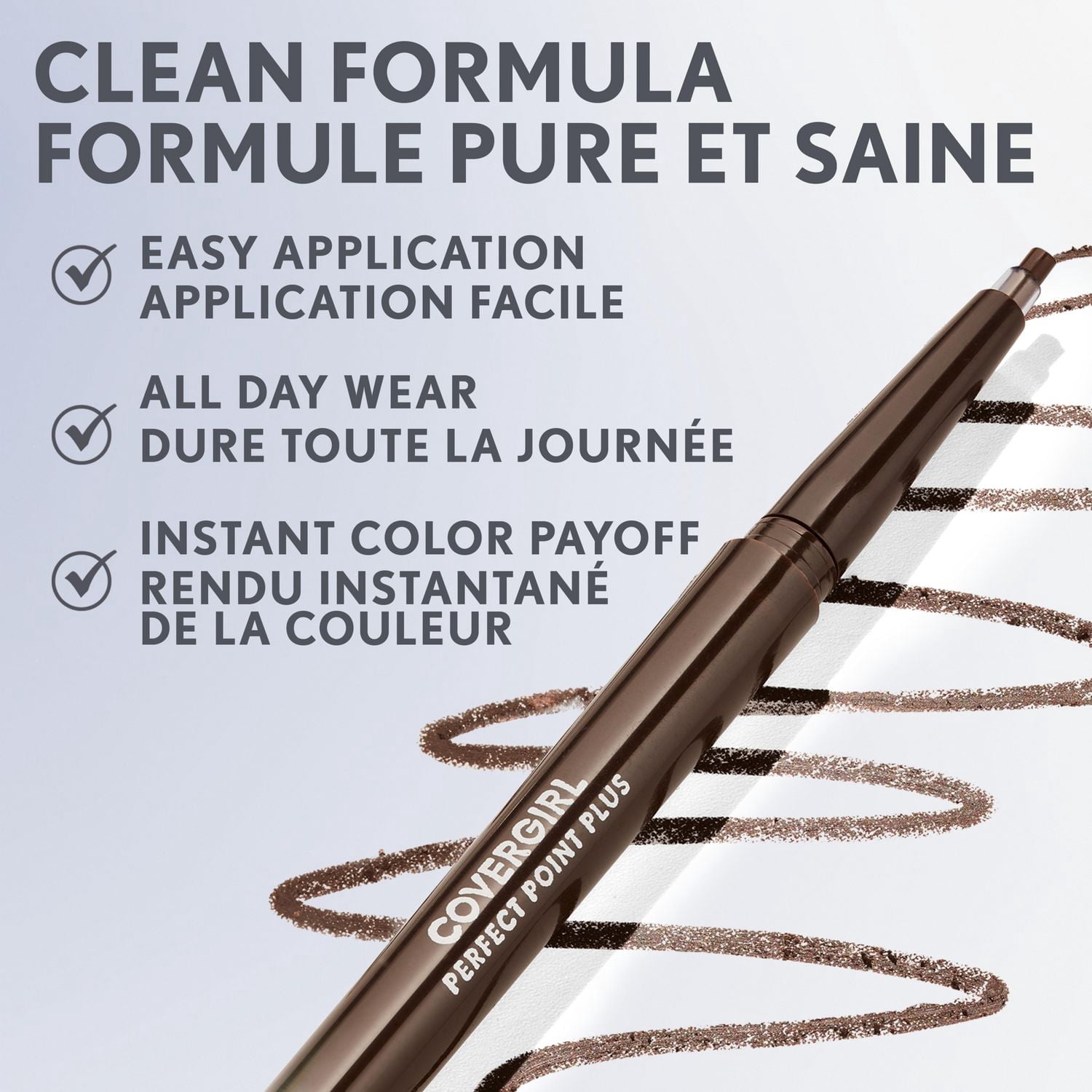 COVERGIRL Crayon Perfect Point Plus, pointe micro-fine, trait précis, embout estompeur intégré pour un look plus doux et plus fumé, 100 % sans cruauté
