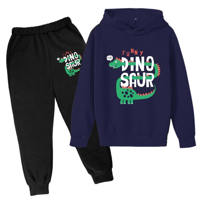 WEIYLL Tenues pour Garçons Ensembles Chandail d'Hiver à Capuche Imprimé Manches Longues Costumes Gris 5-6 Ans