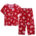 thumbnail image 2 of Wolfast Ensemble de Pyjama Court en Soie pour Femmes Été Décontracté Deux Pièces Pyjama Manches Courtes Col Rond Haut/chemise Ensemble Coton Soie Grande Taille Confortable Respirant Cardigan Bouton Poche, 2 of 9