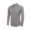 thumbnail image 2 of Wangsaura Chemise Décontractée pour Hommes Couleur Unie Manches Longues Col Montant Boutons, 2 of 7