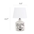 thumbnail image 4 of Simple Designs Welcome Home Rustic Ceramic Farmhouse Foyer Entryway Accent Lampe de table avec abat-jour en tissu, 4 of 9