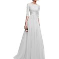 thumbnail image 1 of Robe Longue Élégante en Mousseline pour Femme, Robe de Soirée Formelle (Blanc P), 1 of 8