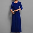 thumbnail image 3 of Kctiaxy Longues Robes pour Femmes Coupe Ajustée Manches Longues Robe d'Hiver en Velours Décontractée Couleur Unie Col Ras du Cou Élégante Fluide Robe Maxi, 3 of 4