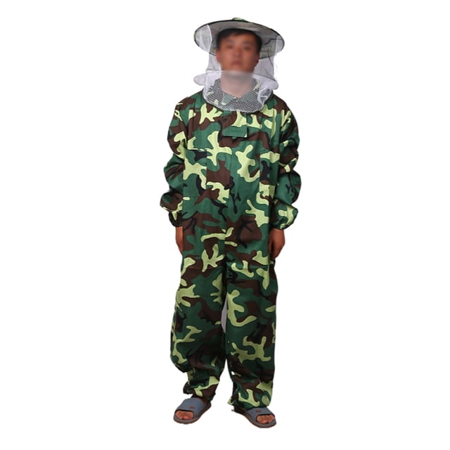 Ruiboury Durable And Essential Gear Beekeeping Suit Lightweight And Universal Easy To Ventilated Jacket For Beekeeper green camo XXL 3Set