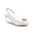 thumbnail image 1 of BLISSFUL STEP Chaussures pour Femmes Talons Compensés Transparents à Strass Bout Ouvert Slingback Chaussures Transparentes Argent 8, 1 of 8