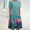 thumbnail image 1 of Robes Maxi pour Femmes 2023 avec Manches Robe d'Été Bohème à Imprimé à Manches Courtes Robe de Plage Longueur Genou Robe à Manches Courtes en Liquidation, 1 of 5