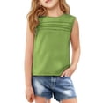 thumbnail image 4 of Sunnyoo Camisole Plissée Unie Sans Manches à Col Ras du Cou pour Grandes Filles, Tailles 5-14, 4 of 4