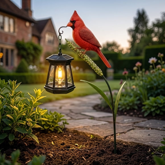 Weloille Lampe Solaire sur Piquet Oiseau Rouge 29,1 Pouces Extérieur Jardin Cour Pelouse Allée Paysage Décorative Éclairage DEL Maison Patio Décor Festif