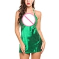 thumbnail image 3 of Birdeem Lingerie pour Femmes, Nuisette à Col en V en Satin, Sommeil Aguichant, Dentelle, Combinaison, Robe Courte Gn/L, 3 of 6